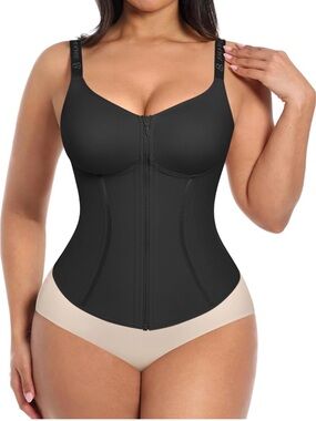 Shapellx Shapewear Front-Zip Waist Trainer Bra - Black NWT SMALL